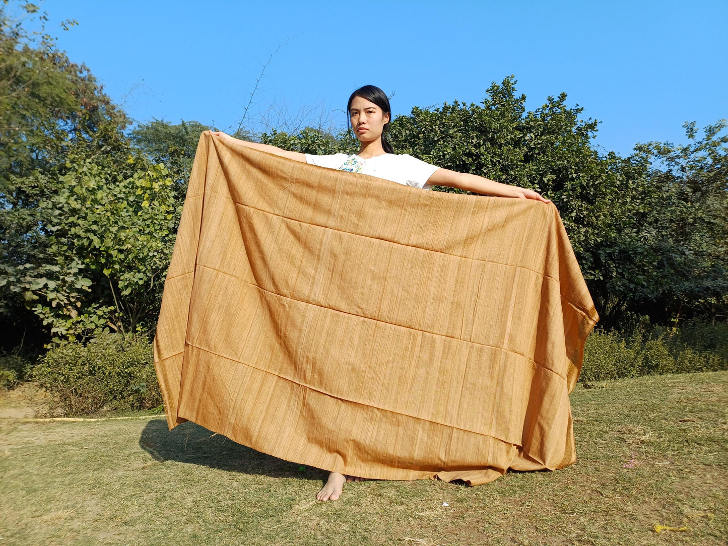 PEACE SILK Traditional Handspun/Handwoven Non-Violent Pure Raw Eri Silk Meditation Shawl/Scarf,Ethical Silk Tantrik Buddhist Prayer Wrap/Zen
