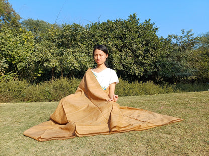 PEACE SILK Traditional Handspun/Handwoven Non-Violent Pure Raw Eri Silk Meditation Shawl/Scarf,Ethical Silk Tantrik Buddhist Prayer Wrap/Zen