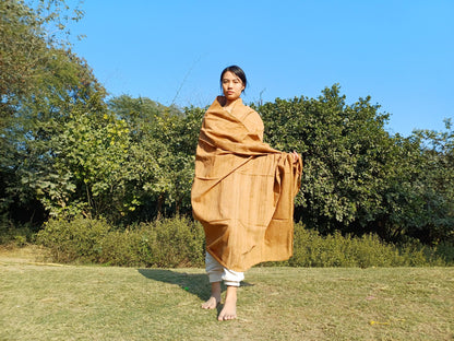 PEACE SILK Traditional Handspun/Handwoven Non-Violent Pure Raw Eri Silk Meditation Shawl/Scarf,Ethical Silk Tantrik Buddhist Prayer Wrap/Zen