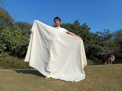 Tara Large Handwoven Pure Organic Cotton White Tibetan Buddhist Monk Meditation Shawl,Indian Cotton Tantrik Wrap,Tibetan Buddhist Prayer Zen