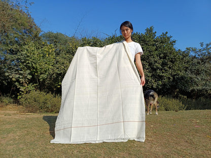 Tara Large Handwoven Pure Organic Cotton White Tibetan Buddhist Monk Meditation Shawl,Indian Cotton Tantrik Wrap,Tibetan Buddhist Prayer Zen