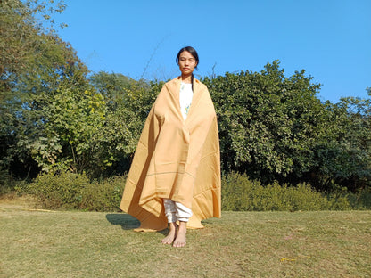 MINAKSHI Large Handwoven Organic Cotton White Tibetan Buddhist Monk Meditation Shawl,Indian Cotton Tantrik Wrap,Buddhist Prayer Zen