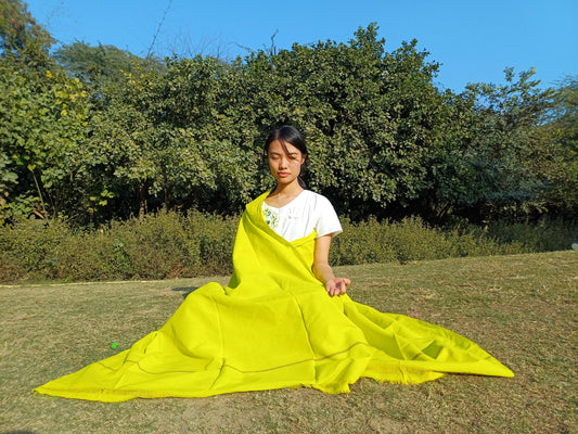X-Large  Handwoven Pure Organic Cotton Yellow Tibetan Buddhist Monk Meditation Shawl,Indian Cotton Tantrik Wrap,TibetanBuddhist Prayer Zen