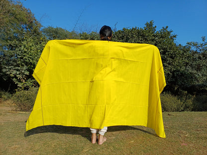 X-Large  Handwoven Pure Organic Cotton Yellow Tibetan Buddhist Monk Meditation Shawl,Indian Cotton Tantrik Wrap,TibetanBuddhist Prayer Zen