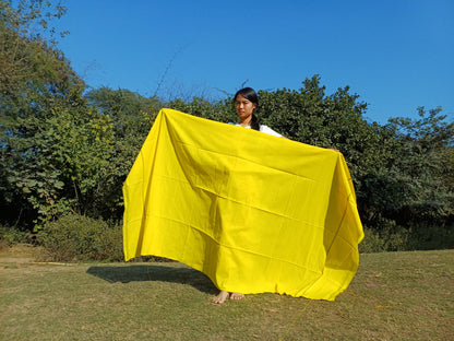 X-Large  Handwoven Pure Organic Cotton Yellow Tibetan Buddhist Monk Meditation Shawl,Indian Cotton Tantrik Wrap,TibetanBuddhist Prayer Zen