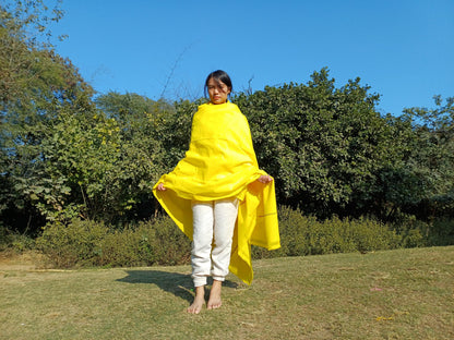 X-Large  Handwoven Pure Organic Cotton Yellow Tibetan Buddhist Monk Meditation Shawl,Indian Cotton Tantrik Wrap,TibetanBuddhist Prayer Zen
