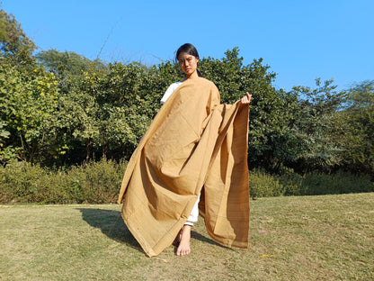 YOGINI Large Handwoven Pure Organic Cotton Beige Tibetan Buddhist Meditation Shawl,Indian Khadi Cotton Tantrik Wrap,Buddhist Prayer Zen