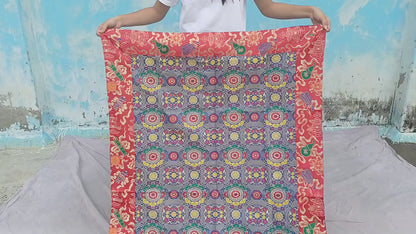 Handmade Multi-Color Tibetan Buddhist Ashtamangala Budha Silk Brocade Tibetan Altar/Shrine Table Cloth,Zen Buddhist Tibetan Table Runner