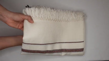 MAHAKUBH Large Traditional Handwoven White Pure Himalayan Sheep Wool Meditation Shawl,Ethnic Himalayan Prayer Wrap,Indian Yoga Shawl