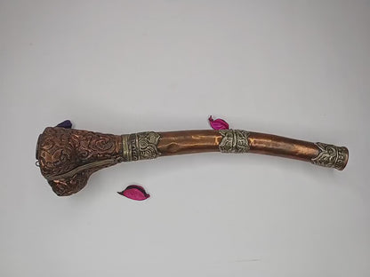Vintage Tibetan Copper Silver Inlay Kangling,Music used in Sky Burial Ritual Trumpet,Traditional Tantrik Trumpet,Shaman  Buddhism Tool