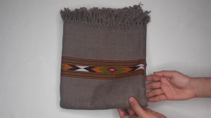 Traditional Kullu Patti Grey Handwoven Pure Himalayan Sheep Wool Meditation Shawl,Himalayan Wool Prayer Scarf,Ethnic Indian Kullu Shawl/Wrap