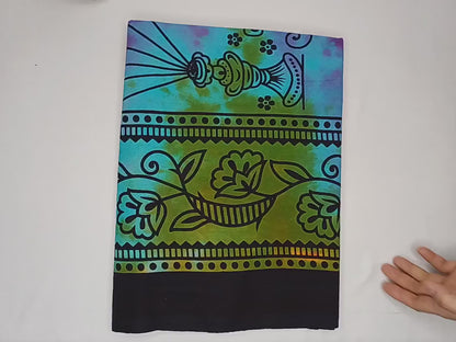 Natural Multi-Color Hindu God Lord Ganesh Tie-Dye Handprinted Cotton Cloth Wall Tapestry,Spiritual Wall Hanging,Zen Yoga Meditation Tapestry