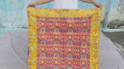 Handmade Multi-Color Tibetan Buddhist Ashtamangala Budha Silk Brocade Tibetan Altar/Shrine Table Cloth,Zen Buddhist Tibetan Table Runner