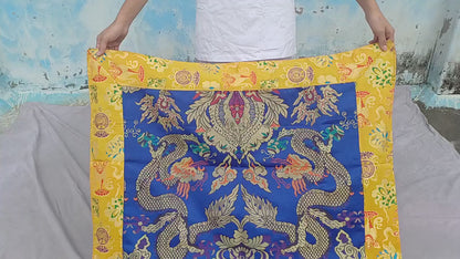 Handmade Multi-Color Tibetan Buddhist Ashtamangala Budha Silk Brocade Tibetan Altar/Shrine Table Cloth,Zen Buddhist Tibetan Table Runner