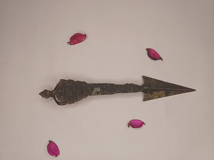 20 Century Antique Rare Authentic Mahakala Ceremonial Buddhist Ritual Phurba,Three-Sided Vajra Dorje Top Sacred Tibetan Tantric Dagger