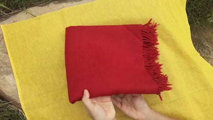 AMITABHA Handwoven Red Himalayan Sheep Wool Tibetan Buddhist Meditation Shawl,Indian Prayer Scarf,Himalayan Wool Lama Wrap,Buddhist Zen
