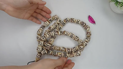 Large 54 Rare Handcarved Tantrik Yak Skull Bone Meditation Mala,Ethnic Bone Necklace/Jewellery,Tibetan Buddhist Prayer Skull  Japa Rosary