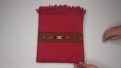 Handwoven Red Pure Himalayan Sheep Wool Meditation Shawl,Himalayan Prayer Blanket,Kullu Shawl,Ethnic Indian Shawl,Wool Prayer Wrap