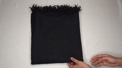 KAAL X-Large Handwoven Black Plain Himalayan Sheep Wool Meditation Shawl,Himalayan Prayer Blanket,Wool Prayer Wrap,Ethnic Indian YogaBlanket