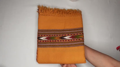 Handwoven Traditional Mustard Yellow Color Himalayan Sheep Wool Meditation Shawl,Ethnic Indian Wool Blanket,Himalayan Wool Wrap,,Kullu Shawl