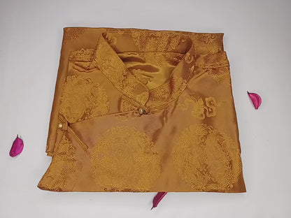 Traditional Tibetan Brocade Silk Buddhist Yogi Shirt,Tibetan Meditation Shirt, Ethnic Tibetan  Long Sleeves Cloth,Buddhist Prayer Shirt