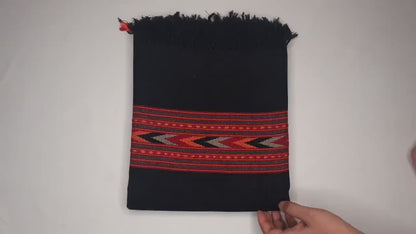 Handwoven Black Pure Himalayan Sheep Wool Meditation Shawl,Himalayan Prayer Blanket,Kullu Shawl,Ethnic Indian Shawl,Wool Prayer Wrap