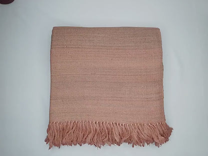 EVEREST Large Thick Soft Peach Color Handwoven Pure Himalayan Yak Wool Meditation Blanket,Tibetan Yak Wool Wrap,Himalayan Wool Prayer Zen,