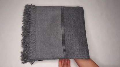 YOGI Extra-Large Handwoven Grey Himalayan Sheep Wool Meditation Shawl,Himalayan Prayer Blanket,Kullu Shawl Handmade Indian Yoga Prayer Wrap