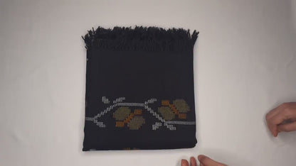 Handwoven Navy Blue Pure Himalayan Sheep Wool Meditation Shawl,Himalayan Prayer Blanket,Kullu Shawl,Ethnic Indian Shawl,Wool Prayer Wrap