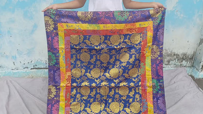 Handmade Multi-Color Tibetan Buddhist Ashtamangala Budha Silk Brocade Tibetan Altar/Shrine Table Cloth,Zen Buddhist Tibetan Table Runner
