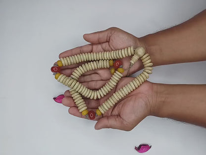 108 12mm Antique Gandhara Hand-carved Original Yak Bone Tibetan Buddhist Prayer Beads,Vintage Tantrik  Disk-Shaped Yak Kapala Bone Rosary