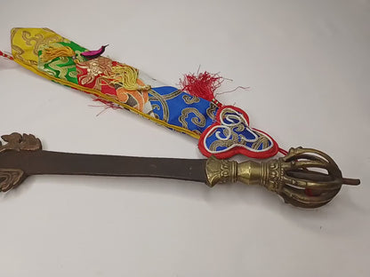 Antique Rare Authentic Buddhist Iron Wisdom Fire Ceremonial Manjushri Sword,Sacred Buddhist Blade,Tantric Buddhist Knife,Buddhist Artifact