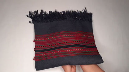 Handwoven Dark Grey Pure Himalayan Sheep Wool Meditation Shawl,Ethnic Indian Wool Scarf,Himalayan Wool Wrap,Handmade IndianShawl,Kullu Shawl