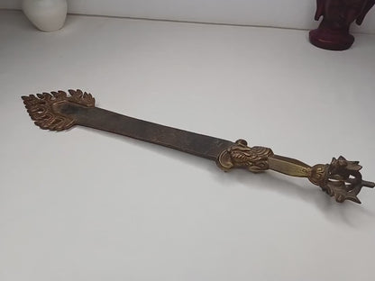 Antique Rare Authentic Buddhist Iron Wisdom Fire Ceremonial Manjushri Sword,Sacred Buddhist Blade,Tantric Buddhist Knife,Buddhist Artifact
